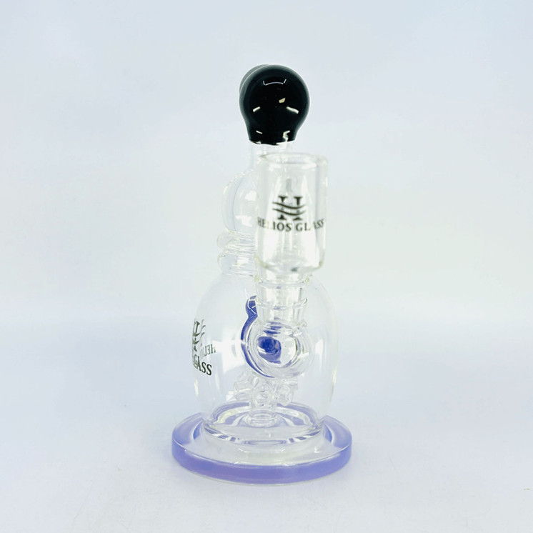 Helios - 7 Inch Glass Waterpipe - With Donut Showerhead Perc and Banger