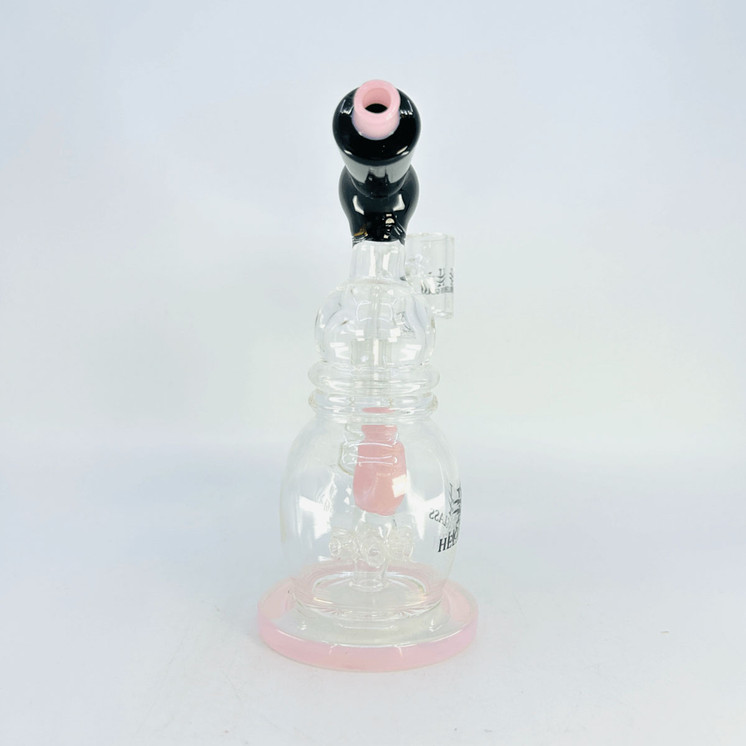 Helios - 7 Inch Glass Waterpipe - With Donut Showerhead Perc and Banger