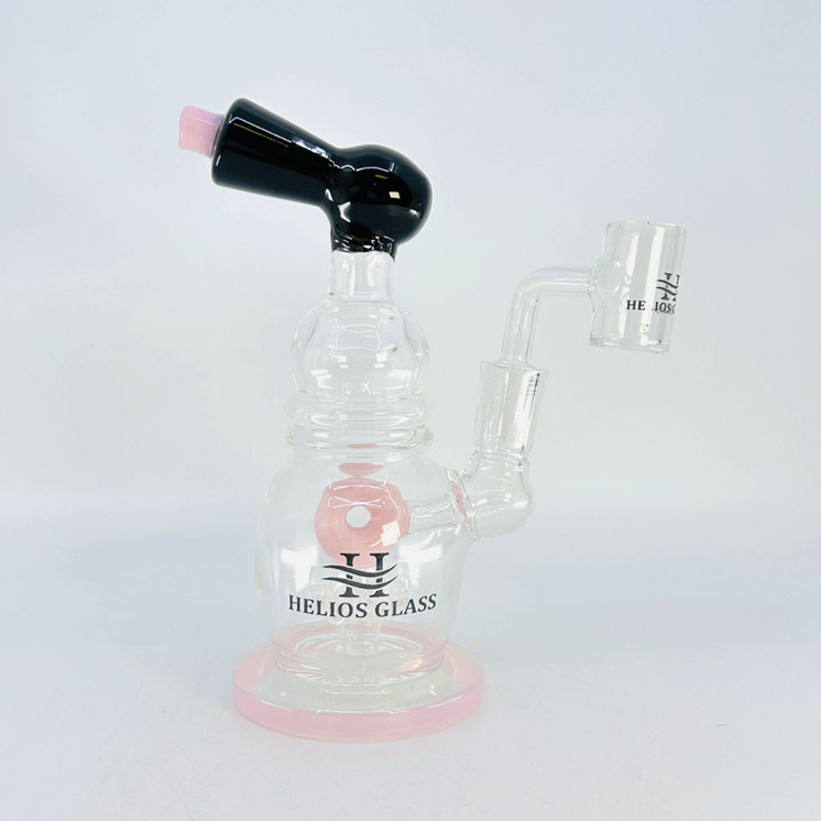 Helios - 7 Inch Glass Waterpipe - With Donut Showerhead Perc and Banger