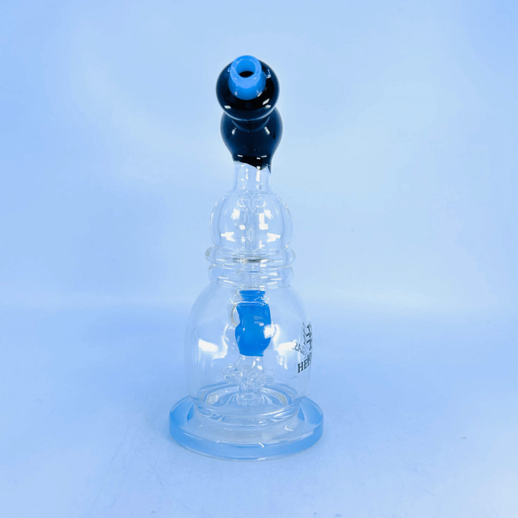 Helios - 7 Inch Glass Waterpipe - With Donut Showerhead Perc and Banger