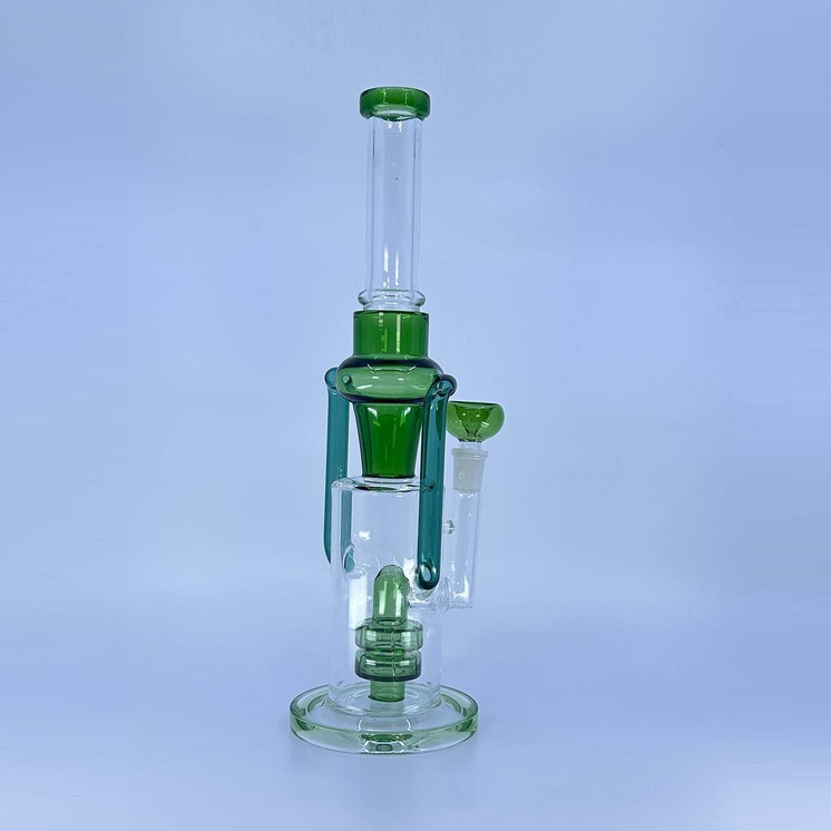 Recycler Waterpipe With Double Showerhead Perc - 13 Inch - WPAG140