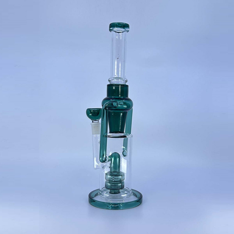 Recycler Waterpipe With Double Showerhead Perc - 13 Inch - WPAG140