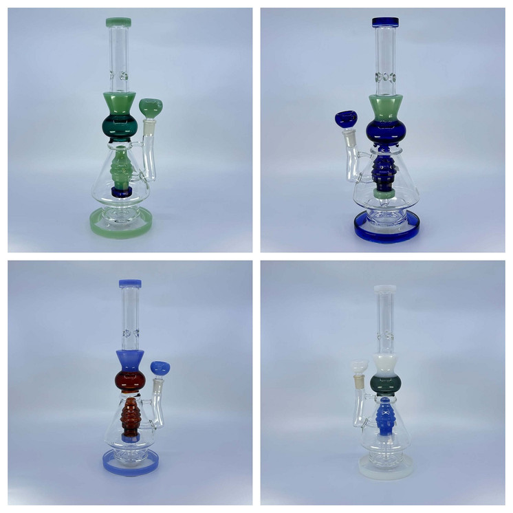 Color Rim Waterpipe With Hive Showerhead Prec - 12 Inch - WPAG147