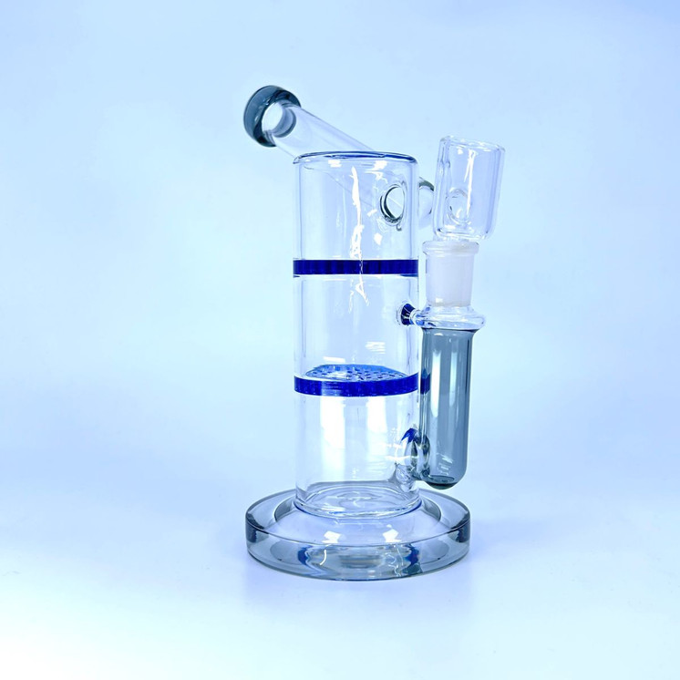 Waterpipe With Double Honeycomb - 45 Degree Mouthpiece - 8 Inch - WPAG128-Black