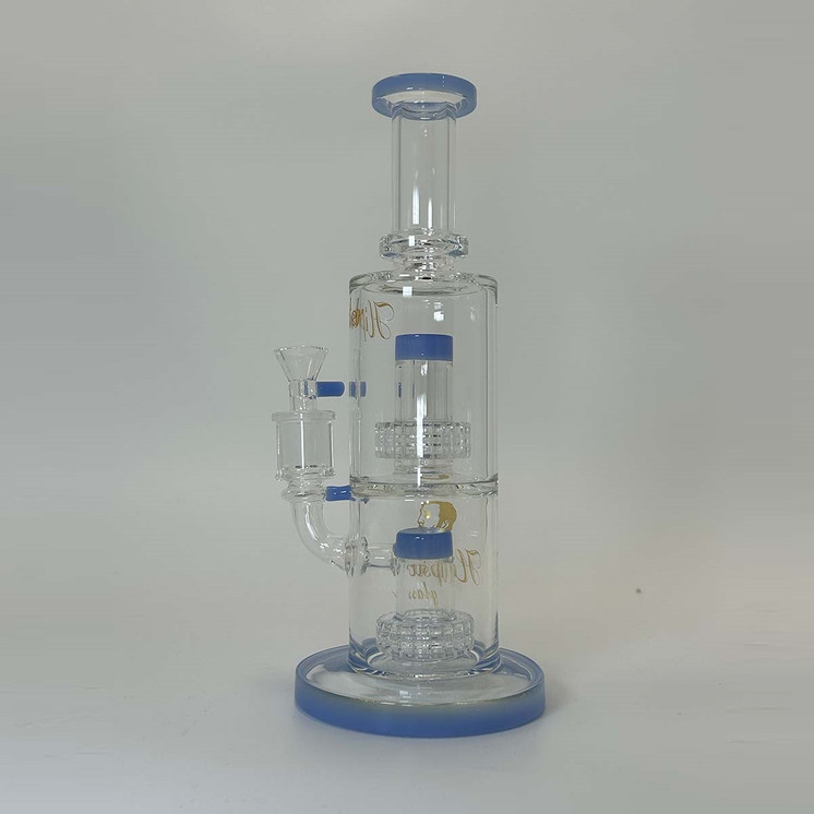 Hipster Glass Waterpipe With Double Matrix Perc - 10 Inch - Assorted Colors