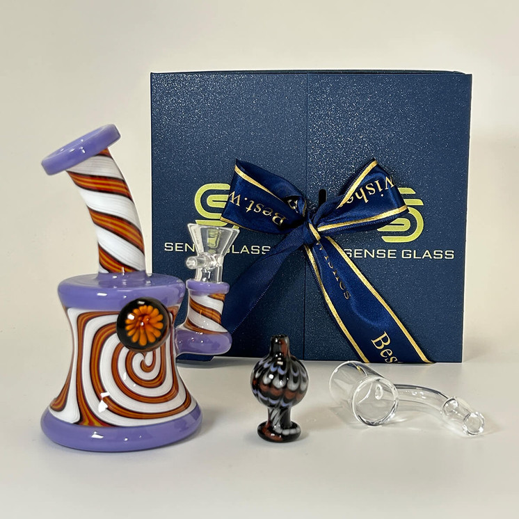 Sense Glass 6 Inch Waterpipe - Stripe Swirl - WPSC2872