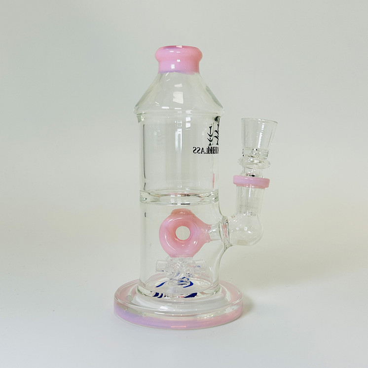 Helios Glass 7 Inch Waterpipe - Straight Tube with Donut Showerhead Perc - WPTG67