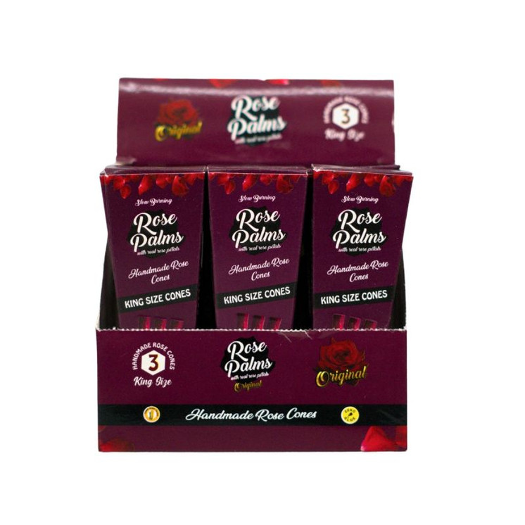 Rose Palms Rolling Cones - King Size - 3 Counts Per Pack - 15 Packs Per Box