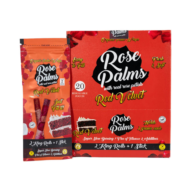 Rose Palms Wraps King Rolls - 2 Counts Per Pack - 20 Packs Per Box