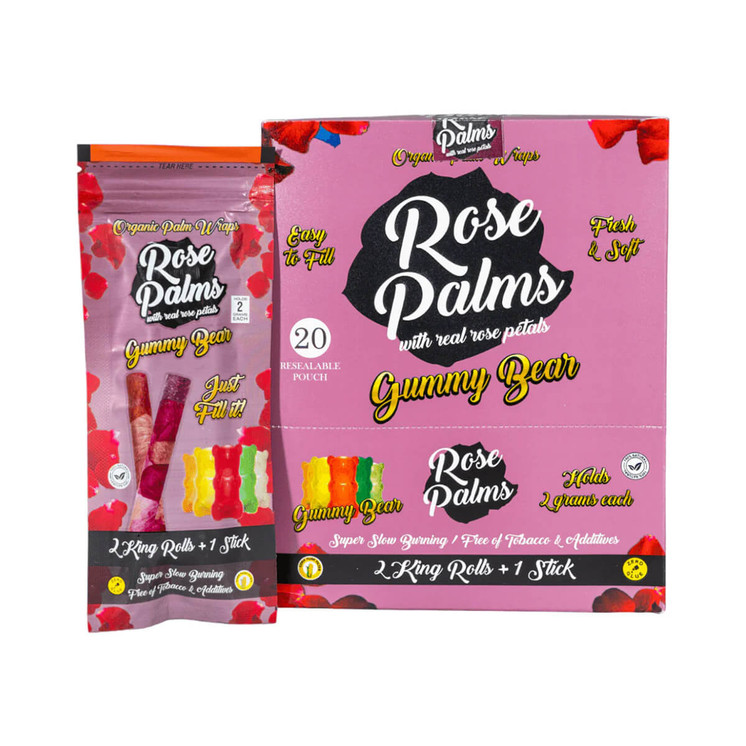Rose Palms Wraps King Rolls - 2 Counts Per Pack - 20 Packs Per Box