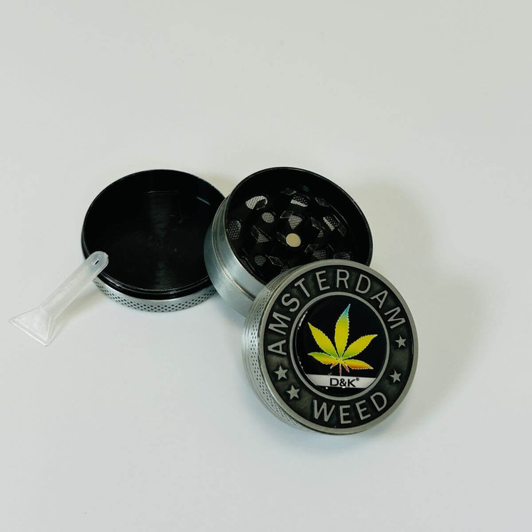 Amsterdam Grinder - 40mm - 3 Parts - Leaf Assorted Colors