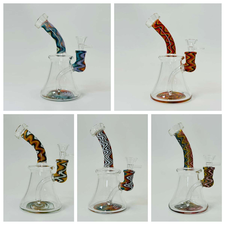 Bent Neck Wigwag Mini Waterpipe - 6 Inch - WPFC6