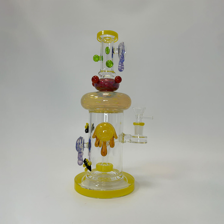 WPVC204 - 12 Inch Waterpipe - Heavy Honey-Bee With Showerhead Perc
