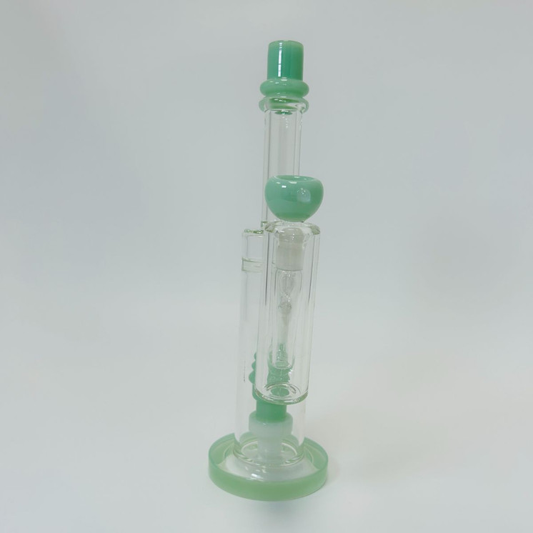 Waterpipe - 12 Inches - Straight With ASH Catcher and Showerhead Perc - (RH-156)-MINT GREEN