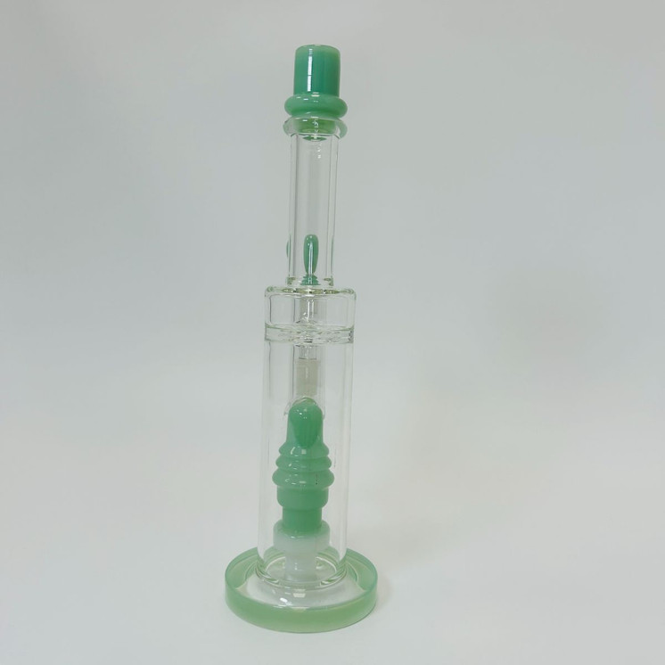 Waterpipe - 12 Inches - Straight With ASH Catcher and Showerhead Perc - (RH-156)-MINT GREEN