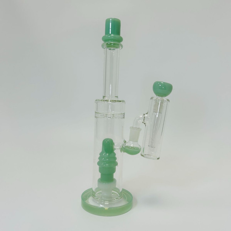 Waterpipe - 12 Inches - Straight With ASH Catcher and Showerhead Perc - (RH-156)-MINT GREEN