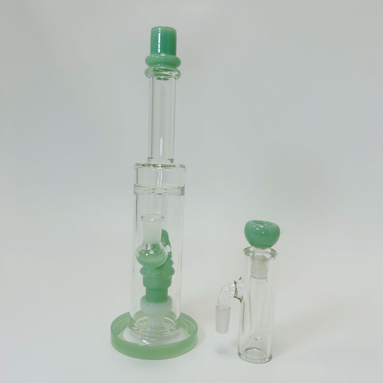 Waterpipe - 12 Inches - Straight With ASH Catcher and Showerhead Perc - (RH-156)-MINT GREEN