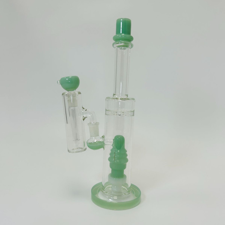 Waterpipe - 12 Inches - Straight With ASH Catcher and Showerhead Perc - (RH-156)-MINT GREEN