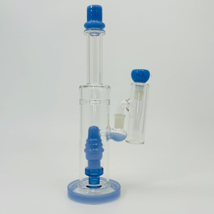 Waterpipe - 12 Inches - Straight With ASH Catcher and Showerhead Perc - (RH-156)-BLUE
