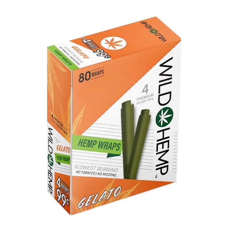 Wild Hemp Wraps with Tips - 4 Wraps Per Pack - 20 Packs Per Display