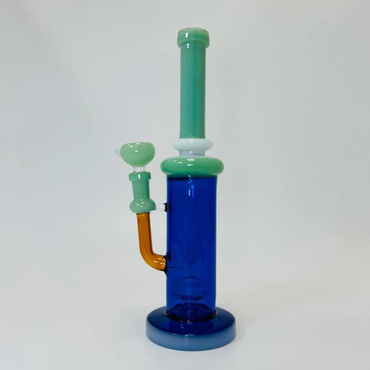 WPAG171 - Waterpipe 11.5 Inches - Straight With UFO Showerhead Perc-BLUE/TEAL GREEN