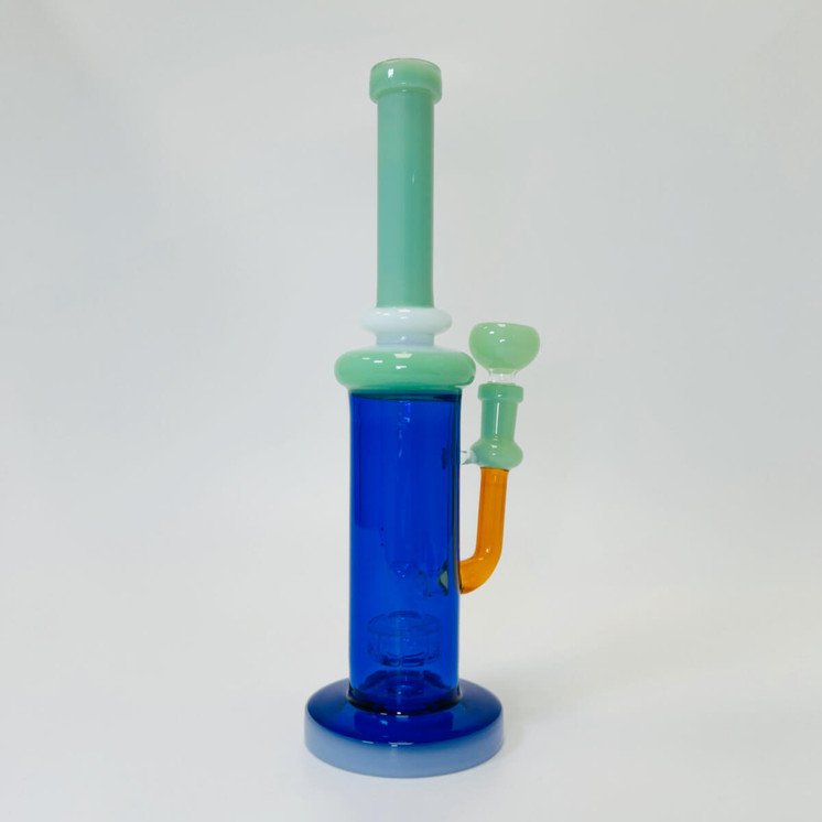 WPAG171 - Waterpipe 11.5 Inches - Straight With UFO Showerhead Perc-BLUE/TEAL GREEN