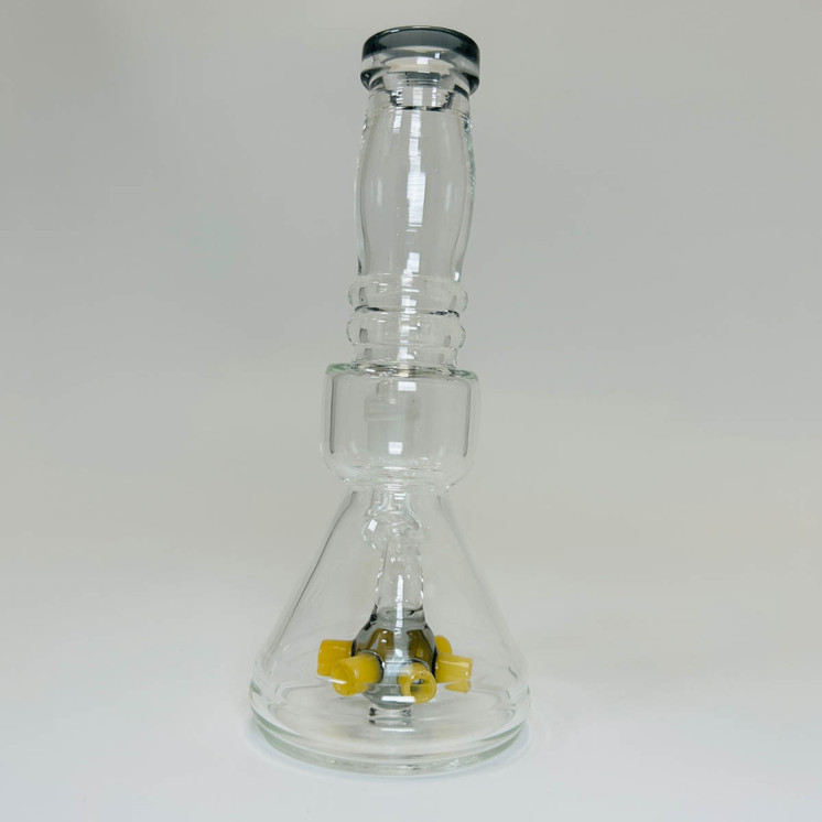 Waterpipe Beaker with Colored Mouthpiece and Shower Head Perc - 6.5 Inch - WPTG46