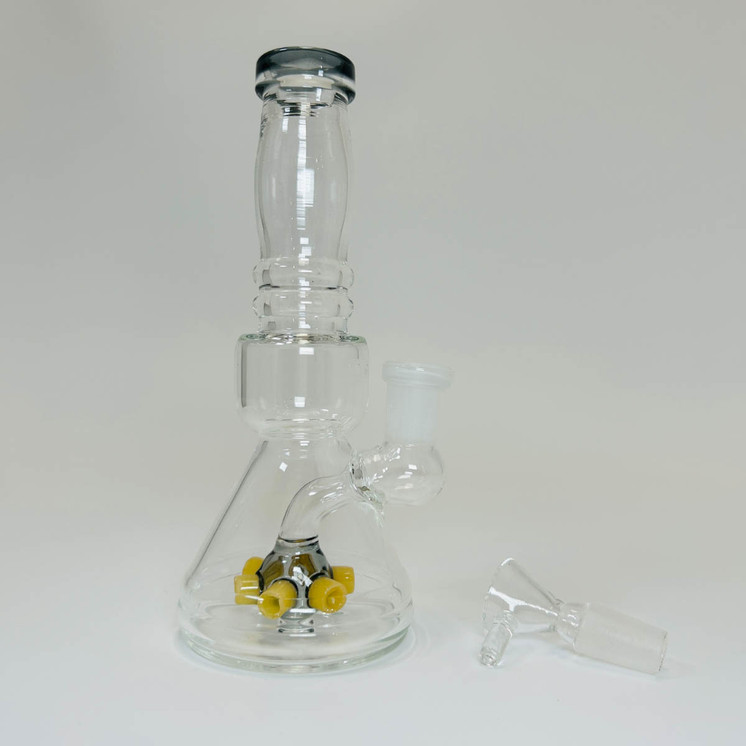 Waterpipe Beaker with Colored Mouthpiece and Shower Head Perc - 6.5 Inch - WPTG46