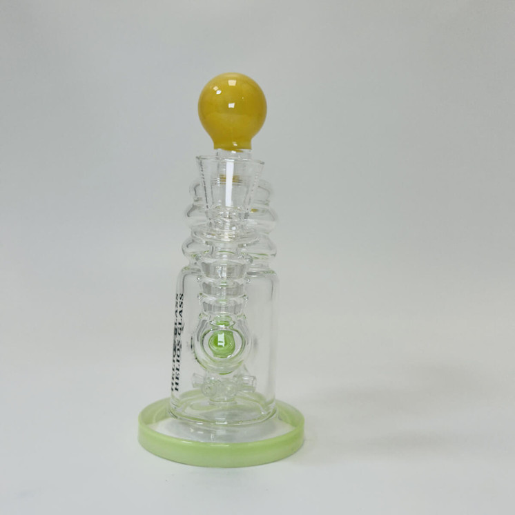 Helios Glass Waterpipe - 7" Inch - Straight With multi Ring and Donut Showerhead Perc 