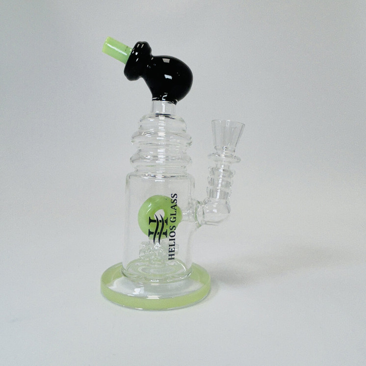 Helios Glass Waterpipe - 7" Inch - Straight With multi Ring and Donut Showerhead Perc 