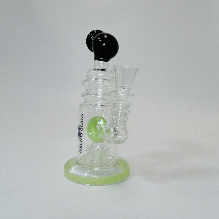 Helios Glass Waterpipe - 7" Inch - Straight With multi Ring and Donut Showerhead Perc 