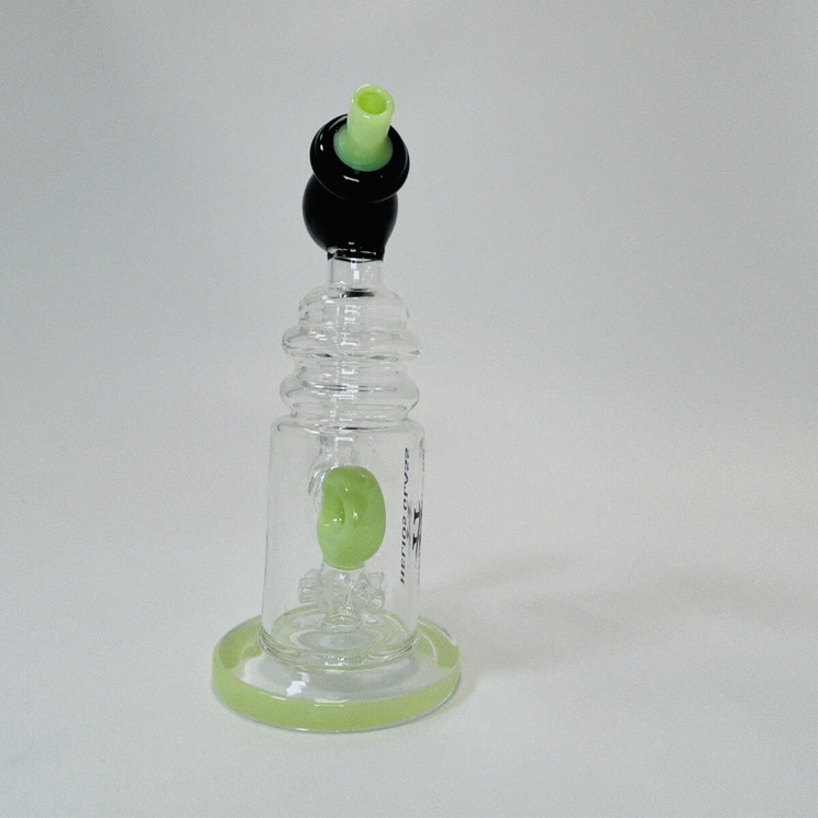 Helios Glass Waterpipe - 7" Inch - Straight With multi Ring and Donut Showerhead Perc 