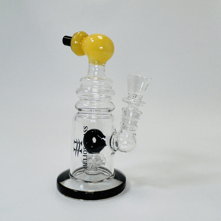 Helios Glass Waterpipe - 7" Inch - Straight With multi Ring and Donut Showerhead Perc 