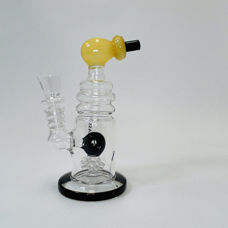 Helios Glass Waterpipe - 7" Inch - Straight With multi Ring and Donut Showerhead Perc 