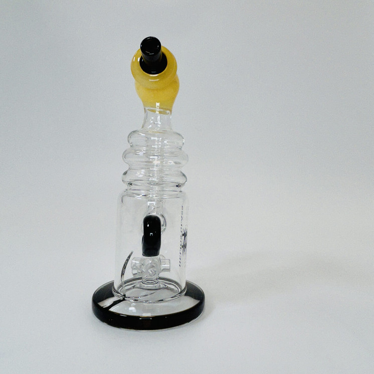 Helios Glass Waterpipe - 7" Inch - Straight With multi Ring and Donut Showerhead Perc 