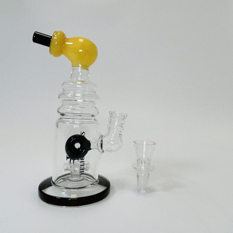 Helios Glass Waterpipe - 7" Inch - Straight With multi Ring and Donut Showerhead Perc 