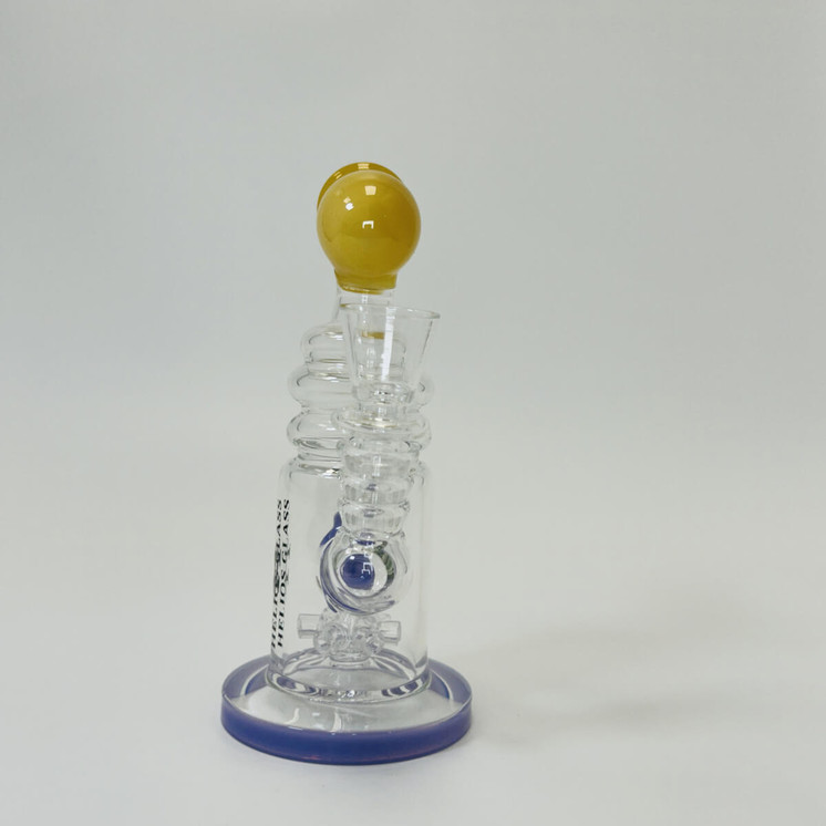 Helios Glass Waterpipe - 7" Inch - Straight With multi Ring and Donut Showerhead Perc 