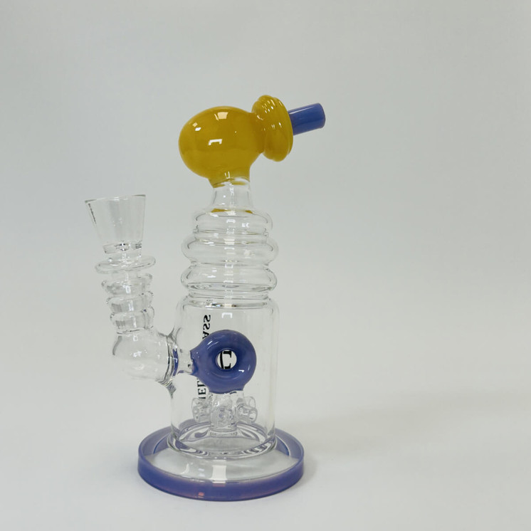 Helios Glass Waterpipe - 7" Inch - Straight With multi Ring and Donut Showerhead Perc 