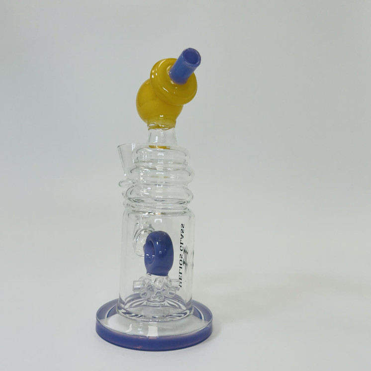 Helios Glass Waterpipe - 7" Inch - Straight With multi Ring and Donut Showerhead Perc 