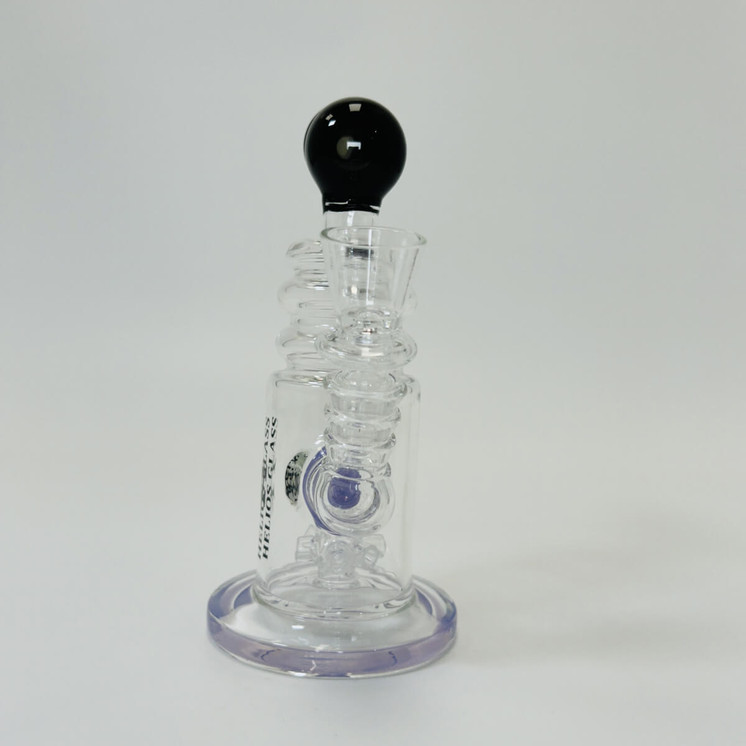 Helios Glass Waterpipe - 7" Inch - Straight With multi Ring and Donut Showerhead Perc 