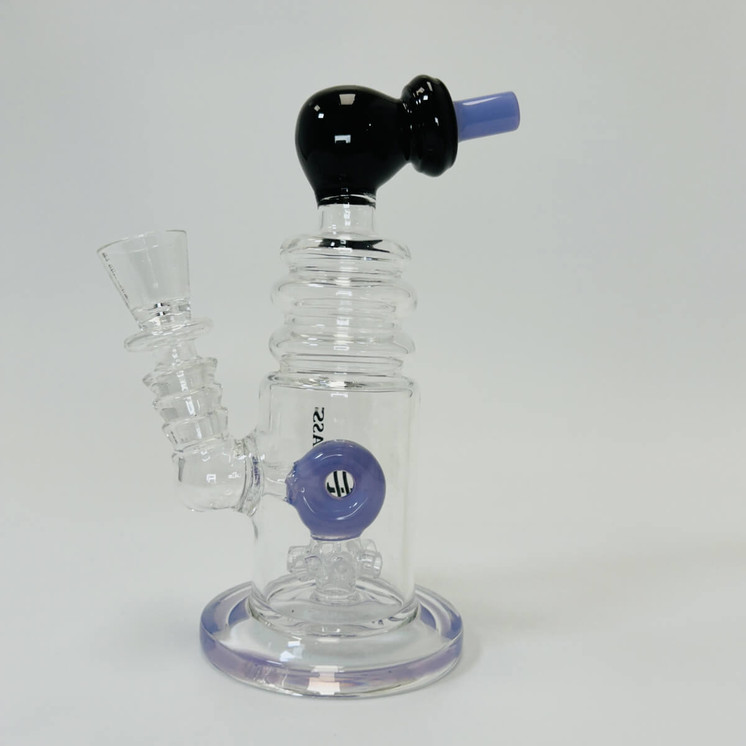 Helios Glass Waterpipe - 7" Inch - Straight With multi Ring and Donut Showerhead Perc 