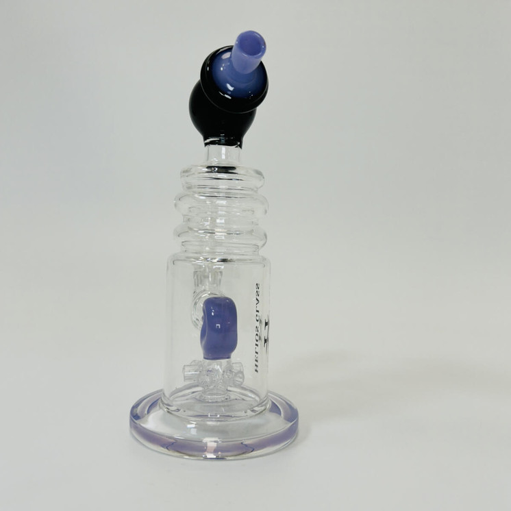 Helios Glass Waterpipe - 7" Inch - Straight With multi Ring and Donut Showerhead Perc 