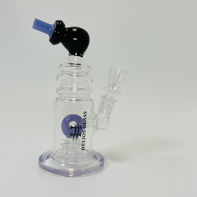 Helios Glass Waterpipe - 7" Inch - Straight With multi Ring and Donut Showerhead Perc 