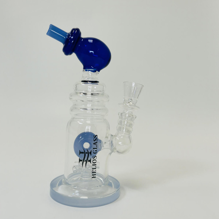 Helios Glass Waterpipe - 7" Inch - Straight With multi Ring and Donut Showerhead Perc 