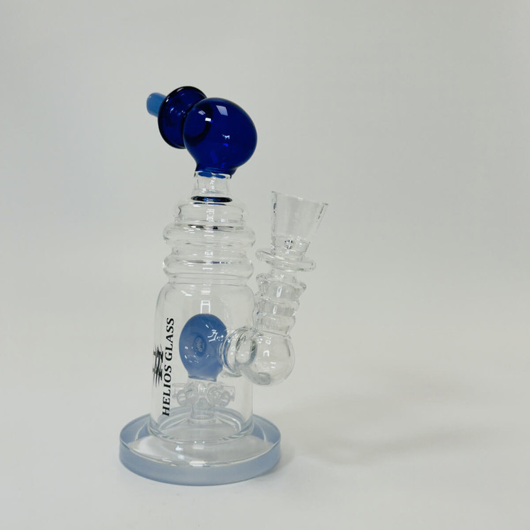 Helios Glass Waterpipe - 7" Inch - Straight With multi Ring and Donut Showerhead Perc 