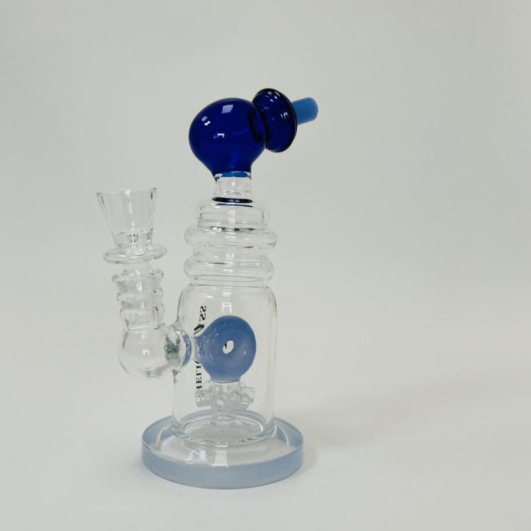 Helios Glass Waterpipe - 7" Inch - Straight With multi Ring and Donut Showerhead Perc 