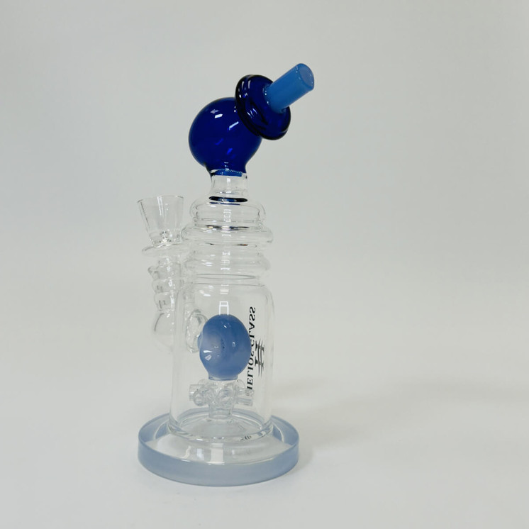 Helios Glass Waterpipe - 7" Inch - Straight With multi Ring and Donut Showerhead Perc