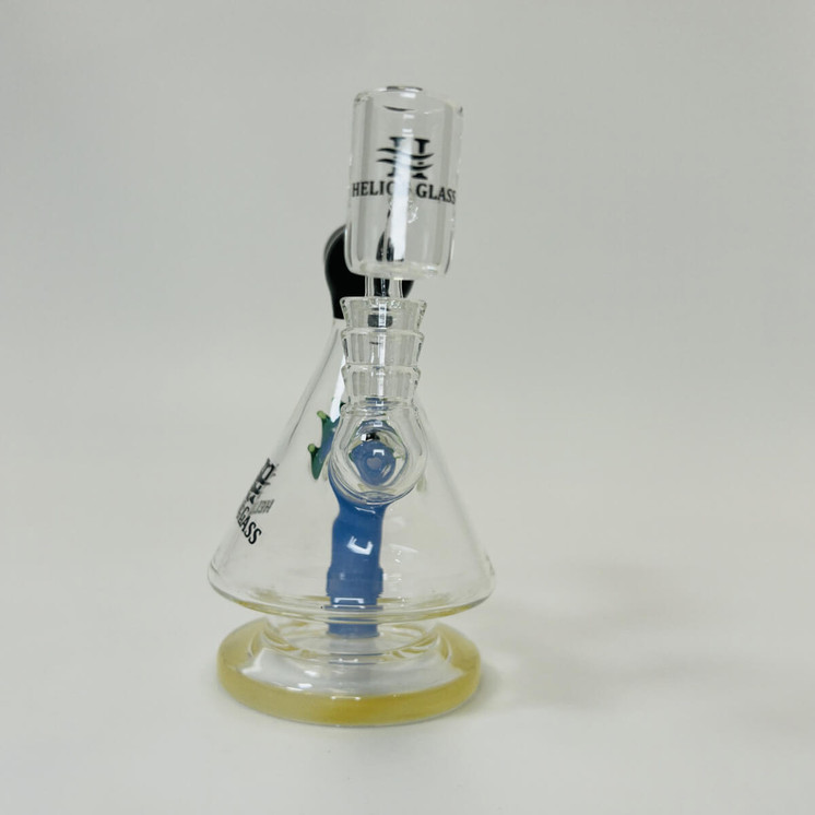 Helios Glass Waterpipe 6" Inch Pyramid With Ricky Perc and Banger (Wpna 790) - Topaz/black