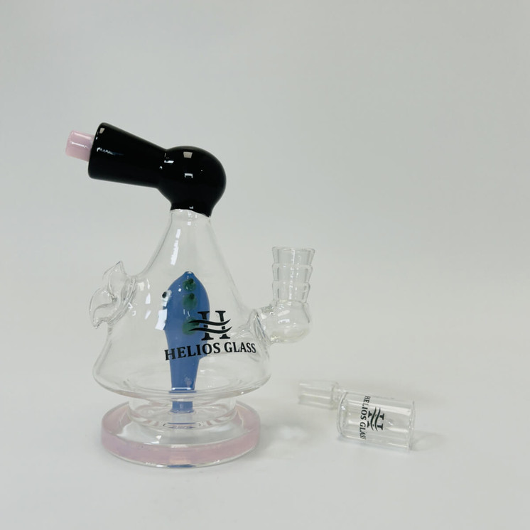 Helios Glass Waterpipe 6" Inch Pyramid With Ricky Perc and Banger (Wpna 790) - Pink/black