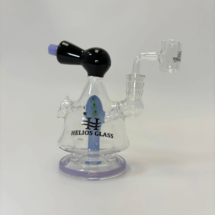 Helios Glass Waterpipe 6" Inch Pyramid With Ricky Perc and Banger (Wpna 790)-BLACK/PURPLE